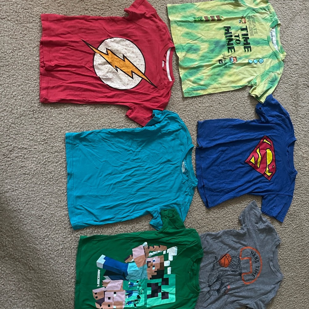 Red and Green Short Sleeve Tees with Graphic Designs